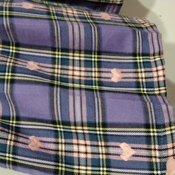 Hot Topic Purple & Pink Pastel Plaid Embroidered Heart Mini Skirt Sz XL-Harajuku - Picture 5 of 5